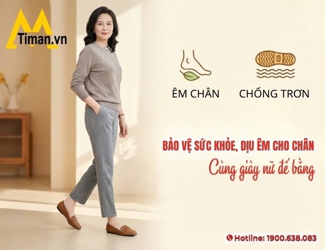 Bảo vệ sức khỏe cùng giày nữ đế bằng