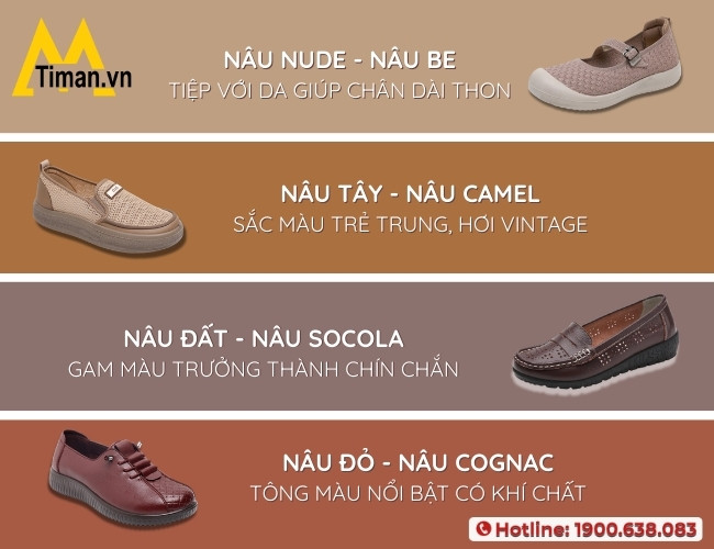 Các sắc độ màu giày nâu nữ mà nàng nên chọn