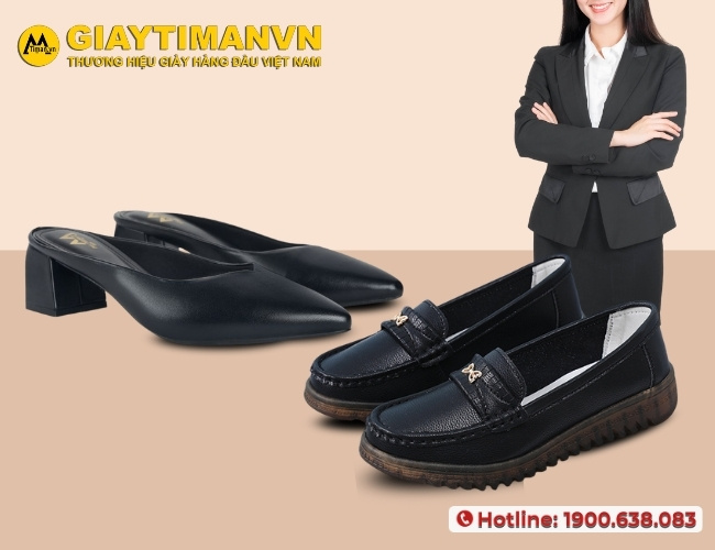 Mix giày bệt cùng với bộ vest nữ chuẩn chỉnh