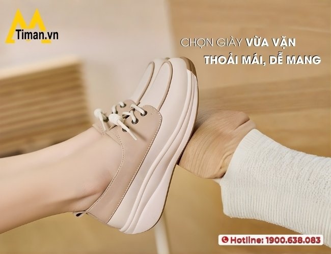 Kích cỡ giày bít mũi nên vừa vặn với size bàn chân