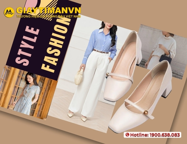 Phong cách thanh lịch với giày nữ màu kem
