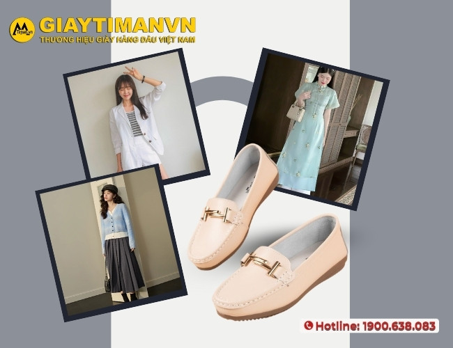 Set đồ cá tính kết hợp cùng với giày nữ màu kem