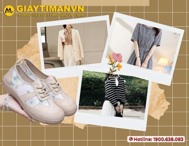 Style trang nhã nhẹ nhàng, nữ tính cùng với giày nữ thể thao