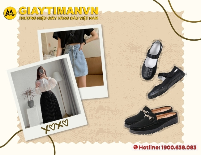 Style trang nhã kết hợp cùng giày nữ đế bệt