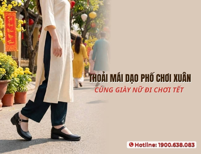 Thoải mái dạo phố du xuân với giày nữ đi chơi Tết
