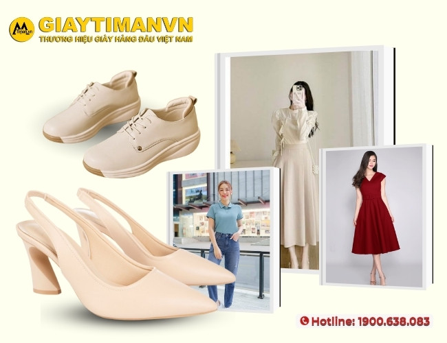 Thời trang quý cô điệu đà với giày kem nữ