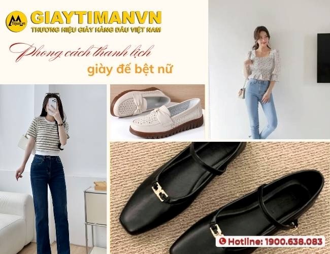 Thời trang thanh lịch khi phối cùng với giày nữ đế bệt