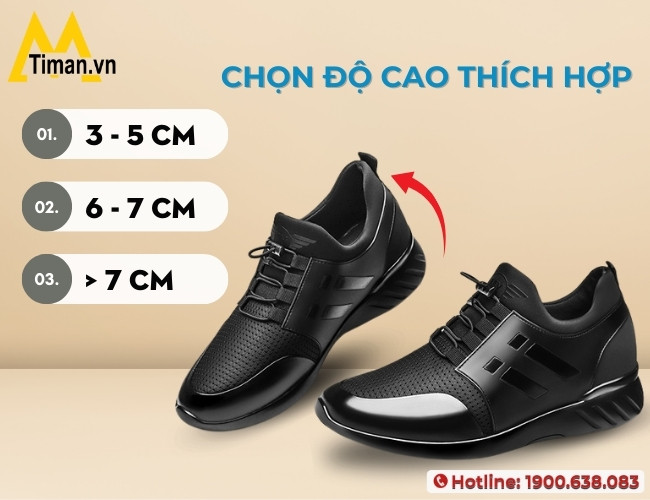 Lựa chọn độ cao đế giày thể thao nam thích hợp