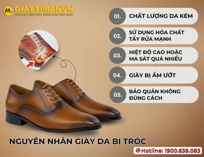 Nguyên nhân khiến giày da bị tróc