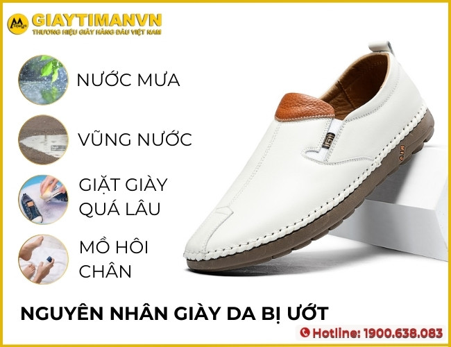 Nguyên nhân khiến giày da bị ướt