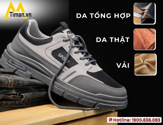 Chất liệu giày thể thao xám nam cao cấp