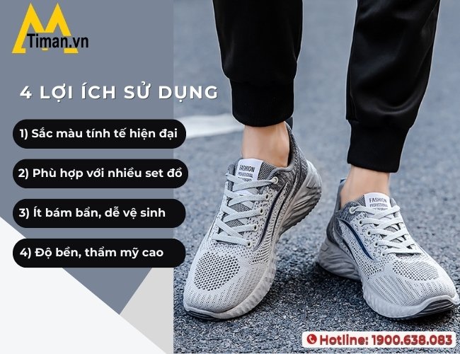 Lợi ích khi sử dụng giày sneaker nam màu xám