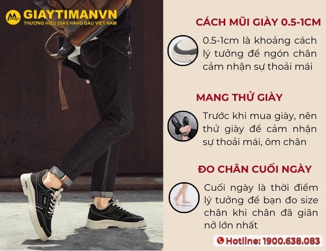 Lưu ý khi đo kích thước giày thể thao cho nam