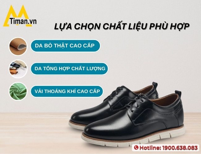 Chọn chất liệu cao cấp cho giày nam màu đen 