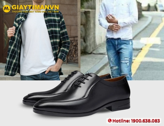 Kết hợp giày tây nam cùng quần jean lịch lãm
