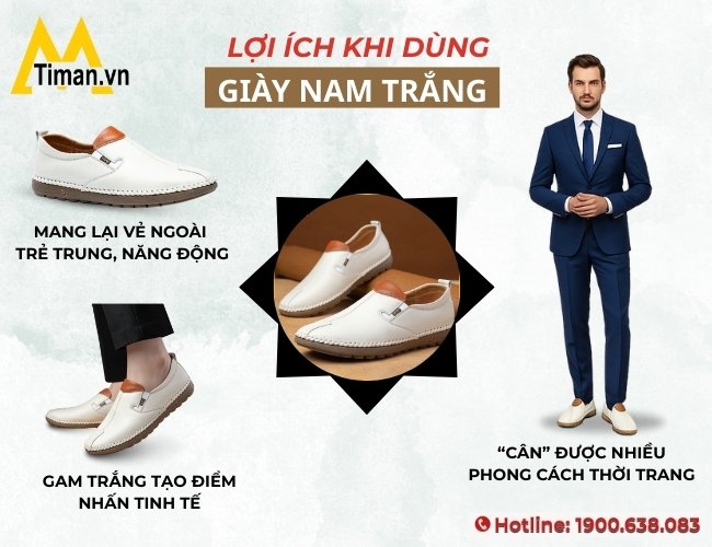 Lợi ích khi sử dụng giày nam màu trắng cao cấp