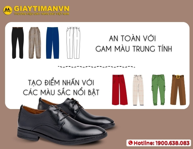 Nguyên tắc kết hợp giày đen phối màu quần gì