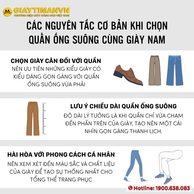 Các nguyên tắc phối quần ống suông cùng giày nam