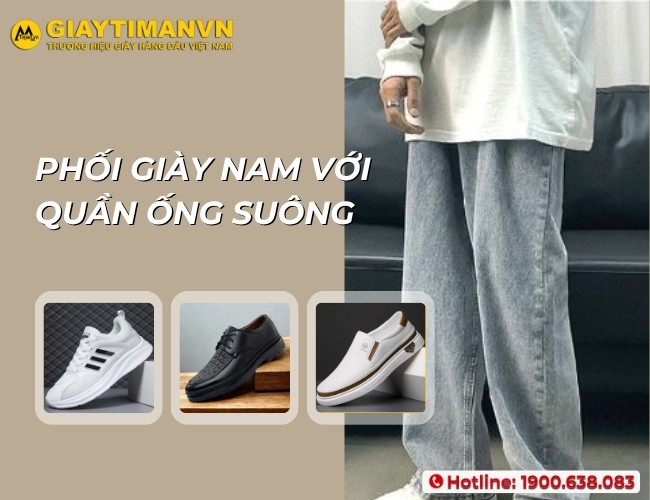 Phối giày nam với quần ống suông thời thượng