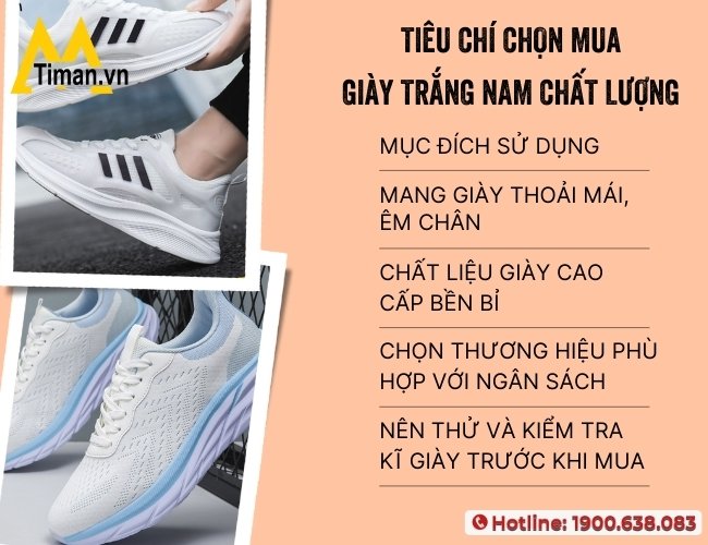 Những tiêu chí chọn cần biết để chọn mua giày trắng cho nam