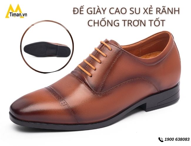 Giày tây nam da bò thiết kế đế xẻ rãnh chống trơn