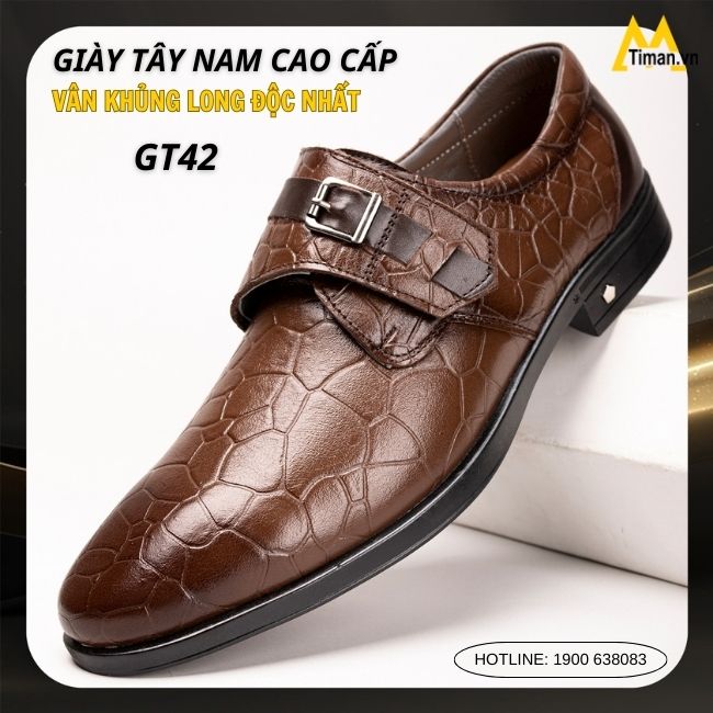 Giày tây nam màu nâu đẹp Timan