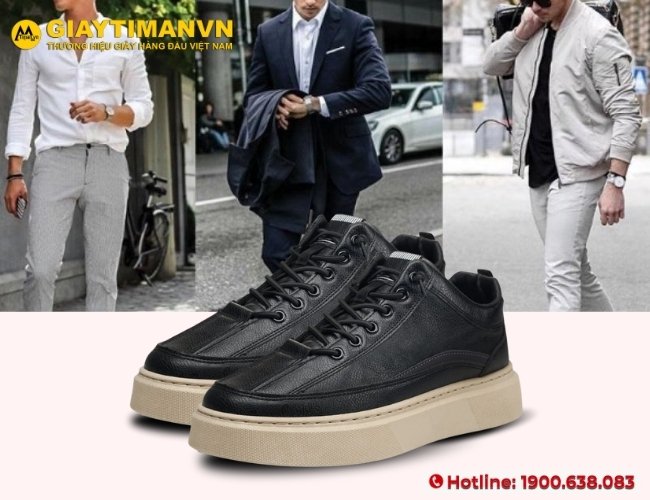 Kết hợp quần kaki cùng giày thể thao nam lịch lãm 