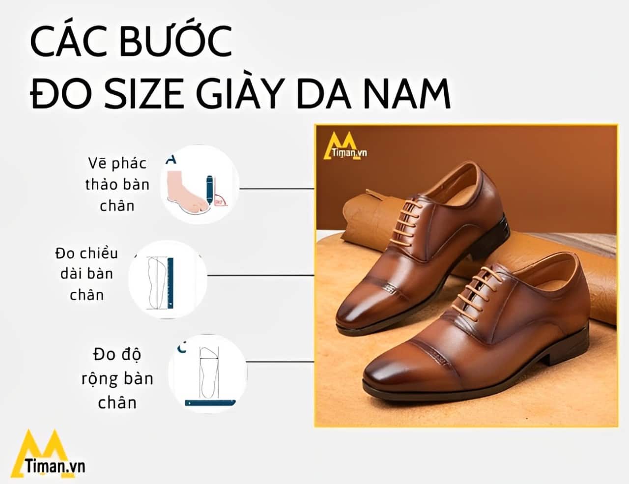 Các bước đo size giày da nam