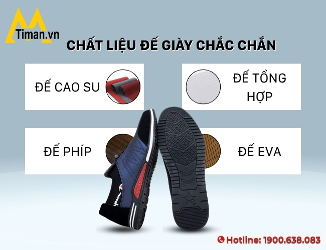 Đế giày nam Timan chắc chắn bền bỉ, chống trượt an toàn cho người dùng