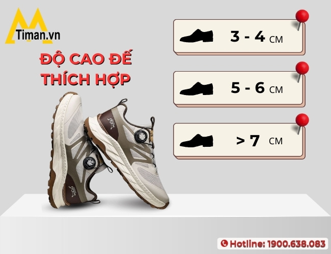 Độ cao đế giày nam tăng chiều cao phù hợp nhất