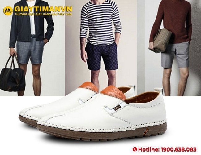 Phối giày với quần short nam theo phong cách trẻ trung, phóng khoáng