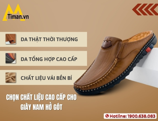 Chất liệu giày hở gót cho nam thường được sử dụng