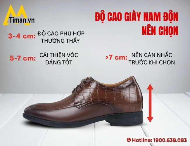 Lựa chọn độ cao đế giày độn nam phù hợp với nhu cầu cá nhân