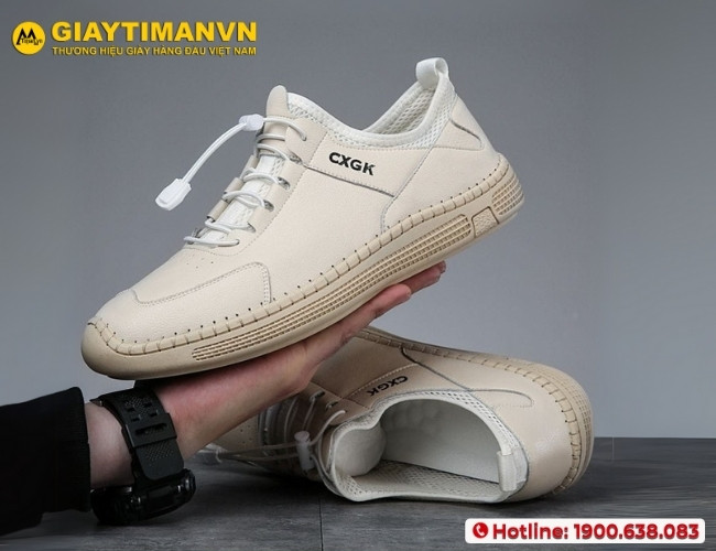 Dạo phố năng động với giày cho nam màu kem
