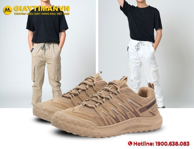 Mix trang phục tối giản hiện đại cùng giày màu kem nam