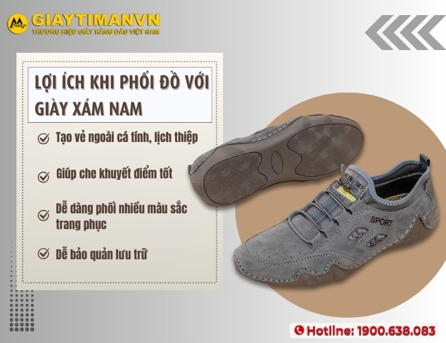 Ưu điểm khi quý ông kết hợp trang phục cùng giày xám nam