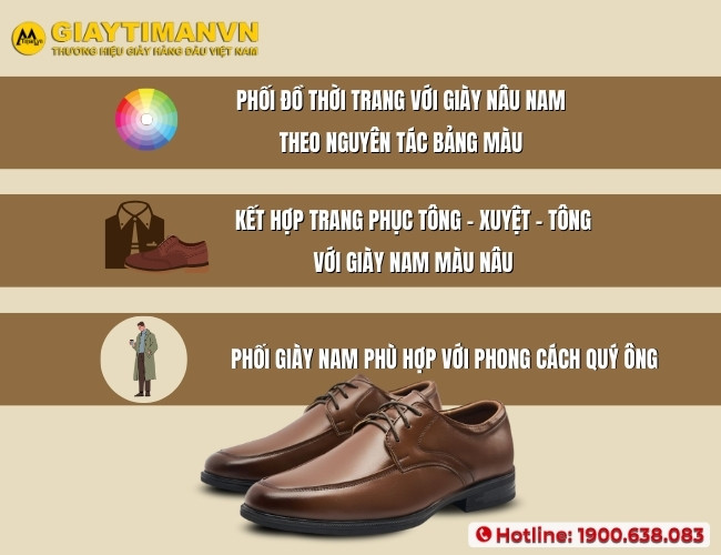Nguyên tắc kết hợp trang phục cùng với giày màu nâu nam