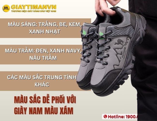 Những màu sắc nên kết hợp với giày xám nam