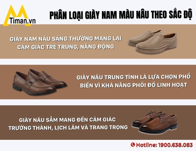 Phân loại giày nam nâu theo sắc độ hiện đại