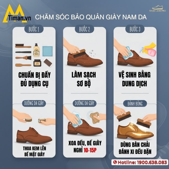Vệ sinh bảo quản giày nam da để giữ độ bền, đẹp