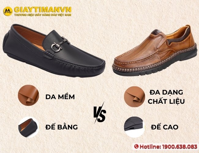 Điểm khác biệt giữa giày Moccasin và Loafer