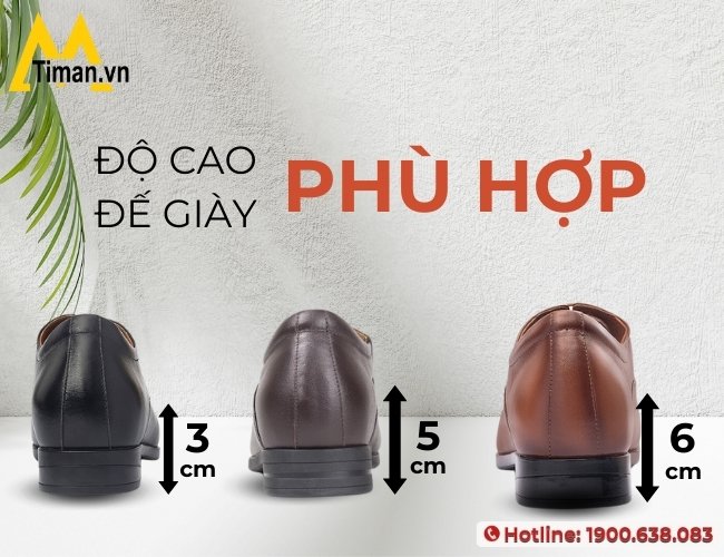 Độ cao đế giày tăng chiều cao cho nam phù hợp