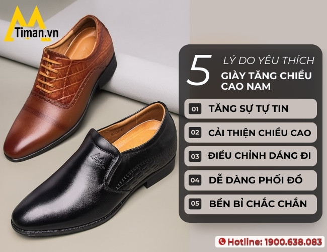 Lợi ích khi sử dụng giày tăng chiều cao nam 6cm