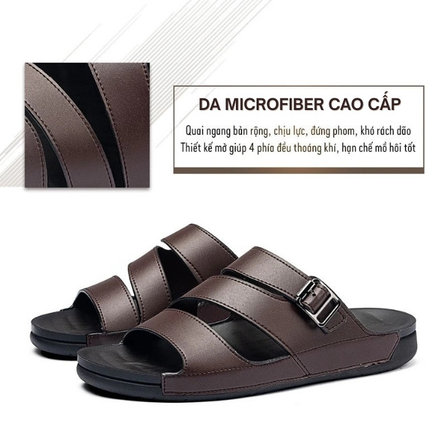 Dép quai ngang nam TM-DL101 chất da cao cấp