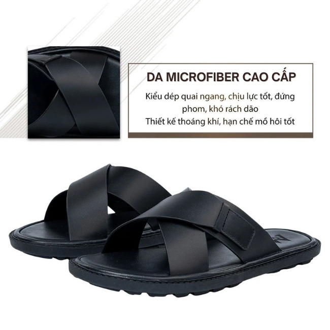 Dép quai chéo nam TM-DL108 chất da bò cao cấp