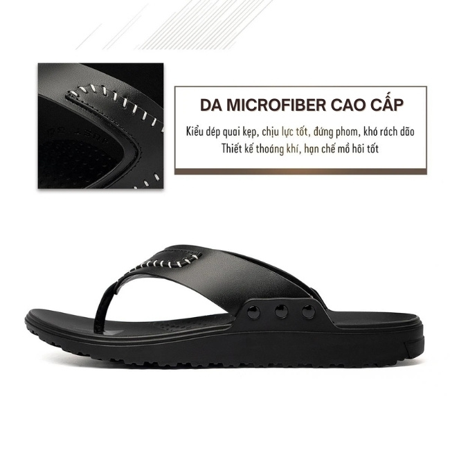 Dép xỏ ngón nam DL61 da Microfiber cao cấp