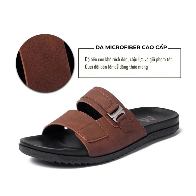 Dép quai ngang nam DL37 được làm từ da cao cấp