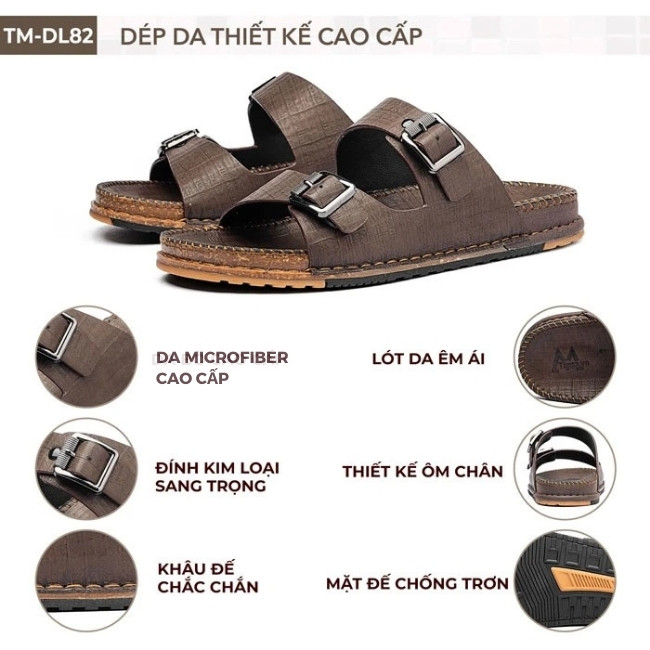 Dép quai ngang nam TM-DL82 chất lượng cao cấp