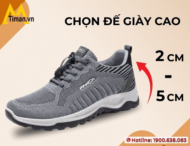 Chọn độ cao đế giày cho giày sneaker nam