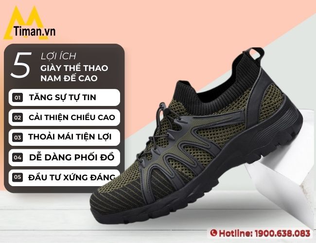 Lợi ích khi sử dụng giày thể thao nam đế cao